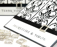 Diamante buckle set on invitation