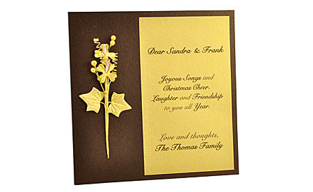 Gold Bouquet Christmas Invitation